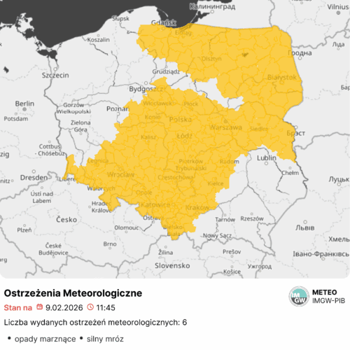 Uwaga we wtorek na marznący deszcz lub mżawkę